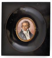 Olvashatatlan jelzéssel: Beethoven, pasztell, papír, üvegezett fa keretben, 6×5 cm