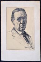 1931 Lühnsdorf Károly (1893-1958): Szomory Dezső (1869-1944) író, drámaíró portréja. Ceruza, papír, ...