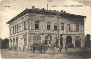1916 Abony, Pestmegyei Abonyi Takarékpénztár, Vermes Aladár, Müller Mór, Perényi Mór üzlete. Kiadja Kássa Gyula