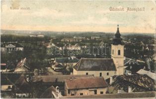 1918 Abony, látkép, Református templom (EK)