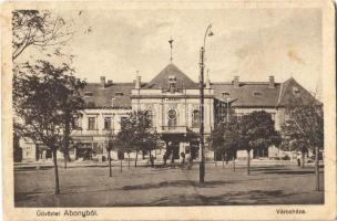 1929 Abony, Városháza, Szabó Elek üzlete, kerékpáros. Kiadja Batta Sándor (fl)