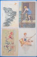 18 db RÉGI motívumlap (sport, hegymászás) kék képeslapalbumban / 18 pre-1945 motive cards (sport, mountain climbing) in a blue postcard album