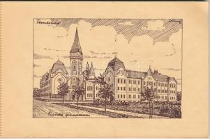 20 darabos régi képeslapfüzet művészi Délvidéki városképekkel a Délvidéki Egyetemi és Főiskolai Hall...