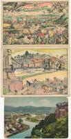 30 db régi és modern külföldi és magyar városképes lap és motívumlap vegyesen / 30 pre-1945 and modern European and Hungarian town-view postcards and motive cards mixed