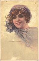 4 db régi művészlap, ebből 3 szignóval / 4 pre-1945 art postcards, 3 of them with signature