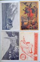 40 db főleg RÉGI motívumlap és városképes lap zöld képeslapalbumban / 40 mainly pre-1945 motive cards and town-view postcards in a green postcard album