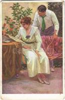 4 db régi sport motívumlap tenisz témában, közte 1 fotó / 4 pre-1945 tennis motive cards, including ...