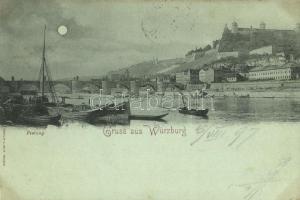 1897 (Vorläufer!) Würzburg, Festung / castle at night (fl)
