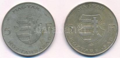 1947. 5Ft Ag "Kossuth" (2x) T:2,3 patina Adamo F8.1