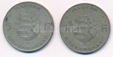 1947. 5Ft Ag "Kossuth" (2x) T:3 patina Adamo F8.1