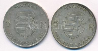 1947. 5Ft Ag "Kossuth" (2x) T:2 patina Adamo F8.1