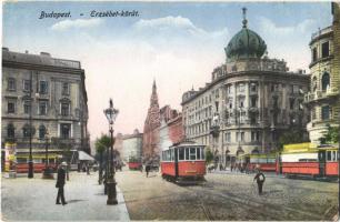 1927 Budapest VIII. Erzsébet körút (Blaha Lujza tér), villamosok (EK)
