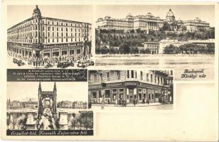 Budapest, Királyi vár, Dörge Frigyes Bank Rt. reklám, Erszébet híd, Kossuth Lajos utca