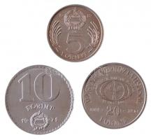 1971. 10Ft Ni jelzett próbaveret + 1982. 5Ft Ni jelzett próbaveret + 1984. 20Ft Cu-Ni "FAO - Vé...