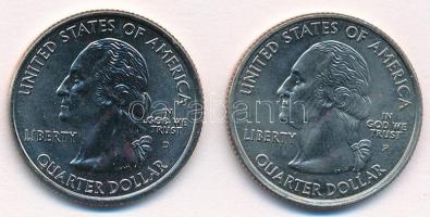 Amerikai Egyesült Államok 2007D 1/4$ "50 állam - Washington" Cu-Ni +  2008P 1/4$ "50 ...