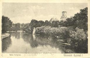 1901 Győr, Rába torkolat, csónakok, Püspökvár. Kiadja Berecz Viktor