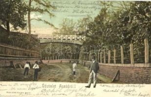 1905 Aszód, utca, híd. Kiadja Wahl Adolf