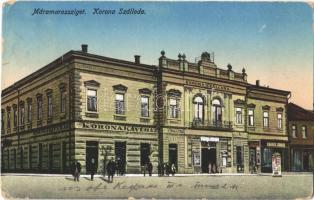 1917 Máramarossziget, Sighetu Marmatiei; Korona szálloda és kávéház, Kardos Ignác üzlete. Kiadja Wizner és Dávid / hotel and café, shops (kopott sarkak / worn corners)