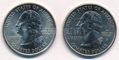 Amerikai Egyesült Államok 2007P 1/4$ "50 állam - Utah" Cu-Ni +  2008P 1/4$ "50 állam ...