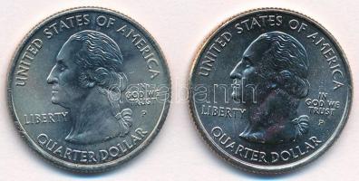 Amerikai Egyesült Államok 2005P 1/4$ "50 állam - Kansas" Cu-Ni +  2006P 1/4$ "50 álla...