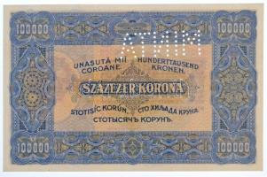 1923. 100.000K "Orell Füssli Zürich", "MINTA" perforcióval, piros "000"...
