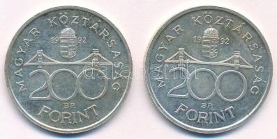 1992. 200Ft Ag "MNB" (2x) T:1- patina kis ph. Adamo F13