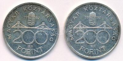 1992. 200Ft Ag "MNB" (2x) T:1- patina kis ph. Adamo F13