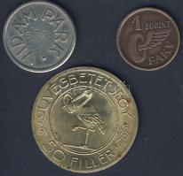 1940-es - 1950-es évek Vidámpark + 1Ft "FAKV" + 50f "Tejcsarnok R.T." zsetonok T:2,2/3+