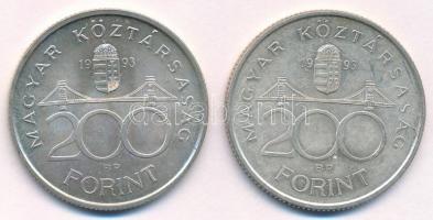 1993. 200Ft Ag "MNB" (2x) T:1- kis patina, kis ph. Adamo F13