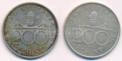 1994. 200Ft Ag "Deák" (2x) T:1- kopás, kis patina, ph. Adamo F13.1