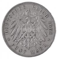 Német Államok / Szászország 1902E 5M Ag "Albert király halála" (27,84g) T:1- / German Stat...