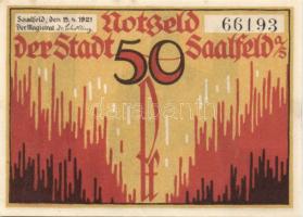 Német Birodalom/Weimari Köztársaság Saalfeld 1921. 50Pf (3x) 3klf teljes sor T:I