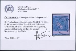 Newspaper stamp type IIIb "MEDVIS(CH)" Certificate: Steiner Hírlapbélyeg IIIb tipus "...