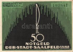 Német Birodalom/Weimari Köztársaság Saalfeld 1921. 50Pf (3x) 3klf teljes sor T:I