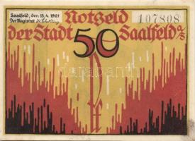 Német Birodalom/Weimari Köztársaság Saalfeld 1921. 50Pf (3x) 3klf teljes sor T:I