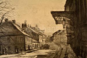 Élesdy István (1912-1987): Országház utca. Rézkarc, papír, jelzett, 29×39 cm