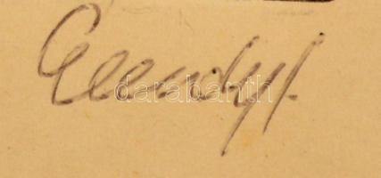 Élesdy István (1912-1987): Országház utca. Rézkarc, papír, jelzett, 29×39 cm