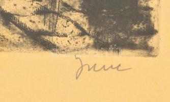 Imre István (1918-1983): Mátyás templom. Rézkarc, papír, jelzett, üvegezett keretben, 39×29 cm