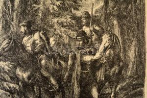 Vidai Brenner Nándor (1903-?): Kurucz járás. Rézkarc, papír, jelzett, 22,5×22 cm