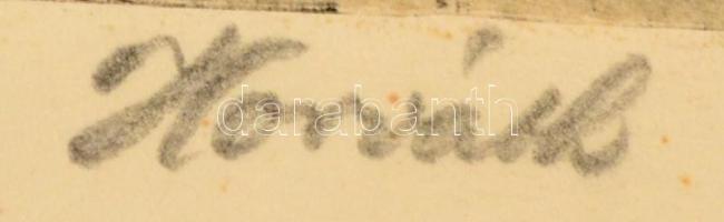 Horváth Lajos (?-?): Tabán. Rézkarc, papír, jelzett, 17,5×12 cm