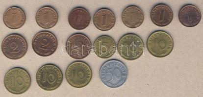 Német 3. Birodalom 1937-1940. váltópénzek (Cu/ritkább!) h.-k.-tel 1Pf(7x), 2Pf(3x), 5Pf(1x) 10Pf(5x)...