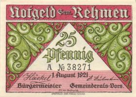 Német Birodalom/Weimari Köztársaság Rehmen 1921. 25Pf (2X)+ 50Pf (4X)6klf teljes sor T:I