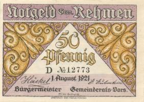 Német Birodalom/Weimari Köztársaság Rehmen 1921. 25Pf (2X)+ 50Pf (4X)6klf teljes sor T:I