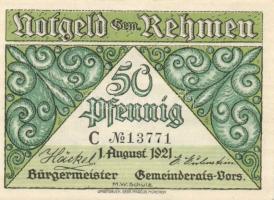 Német Birodalom/Weimari Köztársaság Rehmen 1921. 25Pf (2X)+ 50Pf (4X)6klf teljes sor T:I