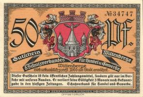 Német Birodalom/Weimari Köztársaság Wittenberge 1921. 50Pf (6X)6klf teljes sor T:I