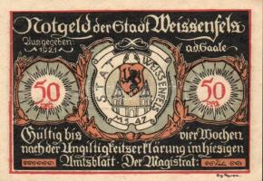 Német Birodalom/Weimari Köztársaság Weissenfels 1921. 50Pf (6X) 6klf teljes sor T:I