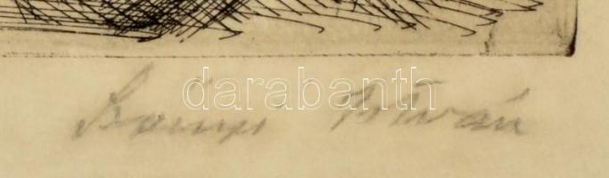 Szőnyi István (1894-1960): Aktok a vízparton. Rézkarc, papír, jelzett, 15×21 cm