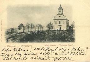 Pozsony, Pressburg, Bratislava; Mélyút kápolna. Kiadja Schmidt Edgar / Tiefenweg-Kapelle / chapel (vágott / cut)