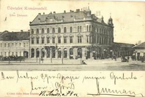 1902 Komárom, Komárno; Felső Dunasor, üzletek. Kiadja Czike Dénes / street view, shops (szakadás / tear)