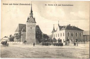 1918 Szászkézd, Kaisd, Keisd, Saschiz; Evangélikus templom, Városháza / Lutheran church and town hall (EK)